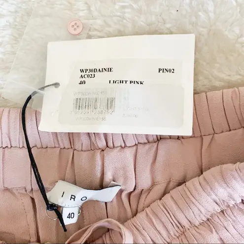 IRO Dainie Crepe High Rise Drawstring Waist Shorts Pale Pink NWT 40 (8)