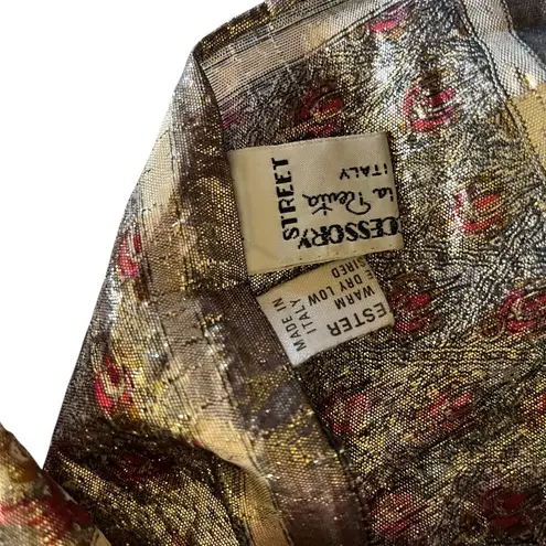 Vintage Genuine Lizard Brown Leather Frame Handbag with Oscar de la Renta Scarf