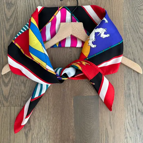 Harvé Benard Vintage Harvé Bernard Multicolor Nautical Flag Motif 100% Silk Scarf 34" Square