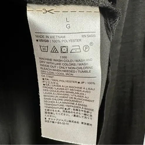 Banana Republic Factory Blouse Front Neck Tie Elastic Cuffs Lightweight L Black Size L