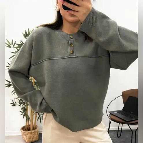 ZARA knit sweater oversized button front pullover