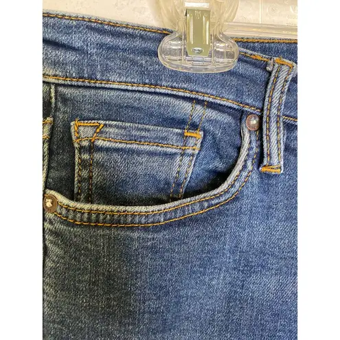 All Saints Roxanne Dark Blue Denim Stretch Ankle Raw Hem Jeans Sz 31 Slim Skinny