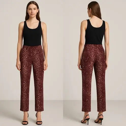 Haute Hippie The Tailored Slim Shady Pants Silk Sz 6 Merlot Snake Print