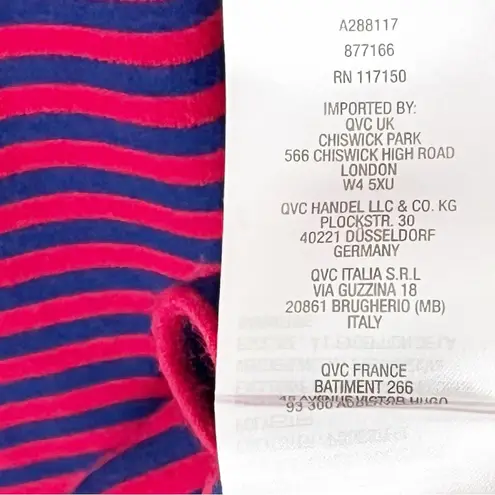 Quacker Factory Striped 3/4 Sleeves Sequin Lobster Shoulder Accents Top Medium