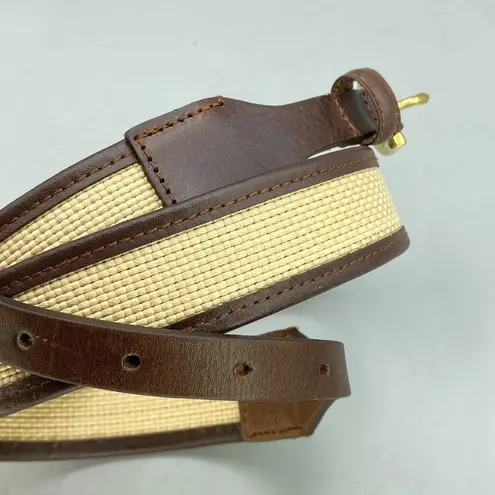 Brooks Brothers Women Woven Belt Medium Brown Leather & Tan Preppy Summer Casual