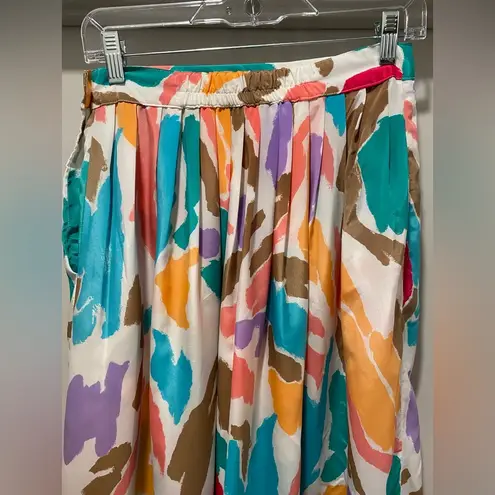 Vintage Diversity 80s 90s Pastel Colorful Multicolor Patterned Midi Skirt White Size 8