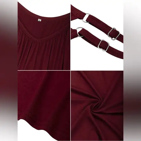 Chama Plus Size Chemise Soft Sexy Sleepwear Pleated Nightgowns Loungewear Red