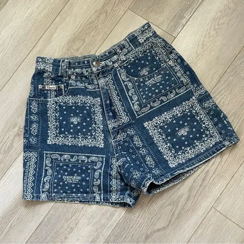 True VIWACE Jeans Vintage Bandana Patchwork Patterned Denim Shorts Blue
