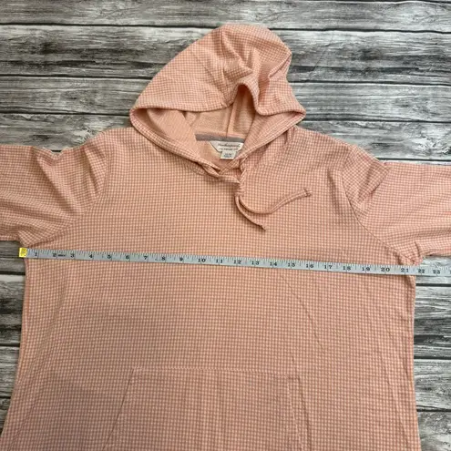 Weatherproof Vintage Womens Lightweight Hoodie Orange White Gingham M Med Medium