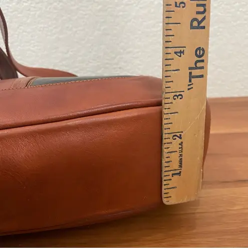 Vintage MARINO ORLANDI Italian Leather Two Tone Brown Black Shoulder Bag