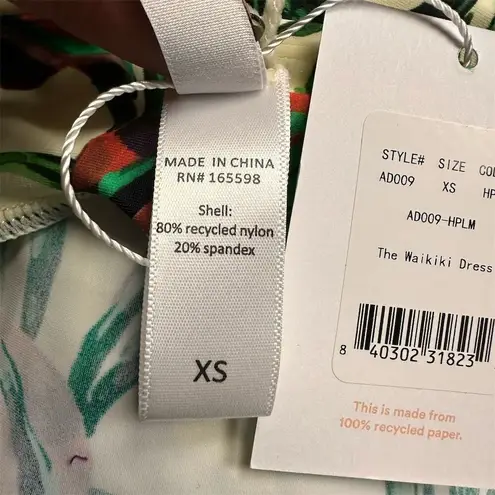 ANDIE NWT Waikiki Swim Cover Dress XS Ivory Palm Leaf Print Beachwear Vacation