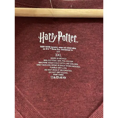 Harry Potter Tee T-Shirt Women 3XL Mischief Managed Short Sleeve Burgundy New