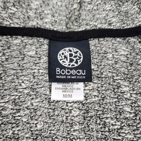 Bobeau Knit Hooded Sweater Sage Green Black Trim Semi-sheer Size M