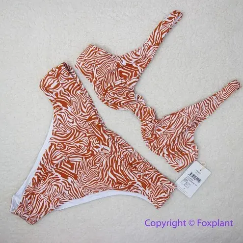 New! Set! Rhythm Hallie Underwire Bikini Top, animal print, zebra White Size L