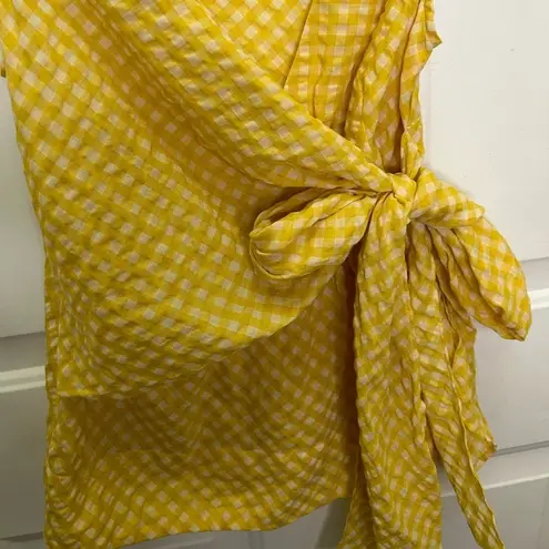 Anthropologie  Odille Sleeveless Yellow Gingham Wrap Top