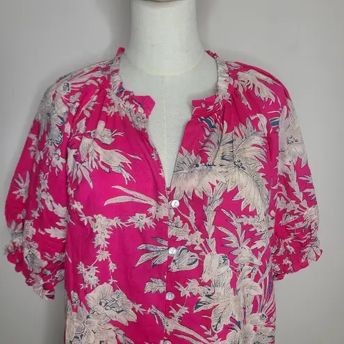 Dylan Clothing Mia Floral Blouse Pink Size XSmall Preppy 100% Cotton Top