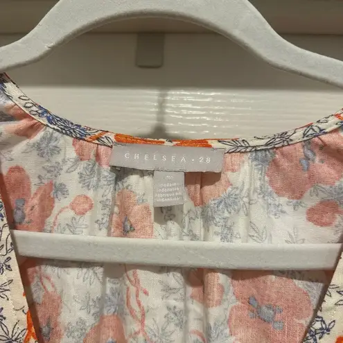 Chelsea28  Ruffle Sleeve Button-Up Linen Blend Dress in Ivory Lenora Floral