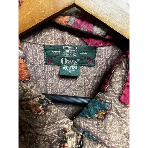 Orvis 026-004 Vintage Jacket Womens S Brown Elephant Applique Art To Wear Toggle