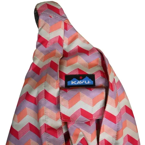 KAVU Chevron Pattern Crossbody Rope Strap Satchel Sling Bag