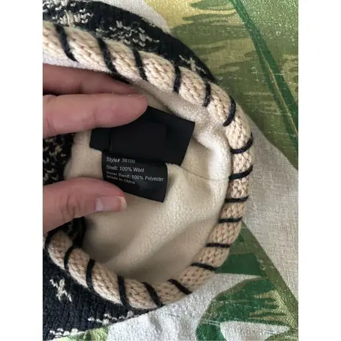 Obermeyer Tan Black pattern Winter Hat Cap 100% Wool Women’s One Size