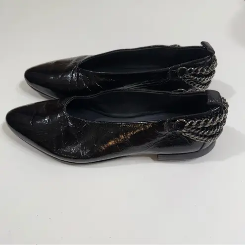 Homers Baby Flat with Chain Superluxe Black Patent Leather Shoes Size 7