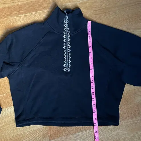 EXPRESS  Black Embellished Half-Zip Fleece Sweatshirt XS Women’s High Neck Pullover - Image 8