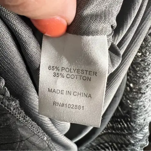 Adore Black Gray Mixed Textiles Lagonlook Asymmetrical Floral Tunic Top