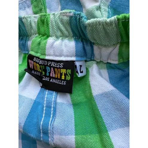 NWOT Big Bud Press Work Shorts in Green & Blue Check Large