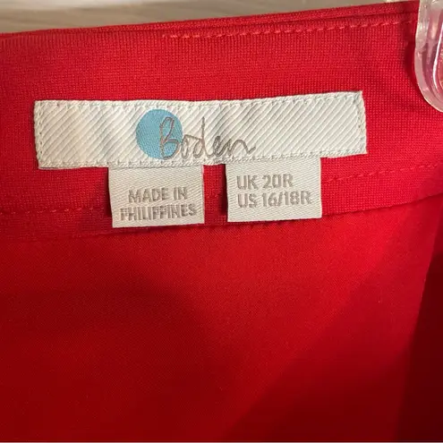 Boden Vibrant Red Pencil Skirt With Zippered Back Size 16/18R plus dressy