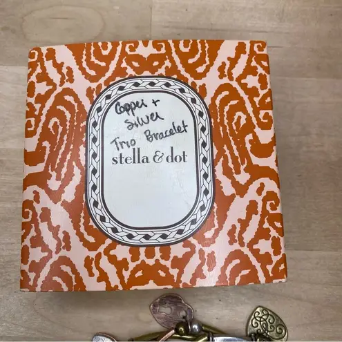 Stella & Dot Copper & Silver Metallic Bracelet Set