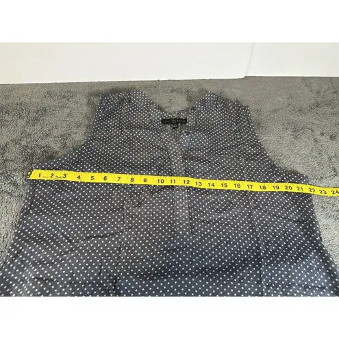 Fred David women's blue white polka-dot VNeck sleeveless blouse Size XL