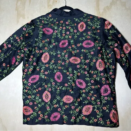 Laura Ashley Black and Pink Floral Blazer