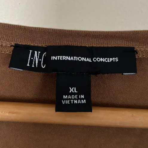 💥 INC International Concepts Scoop Neck Light Brown Top Size XL