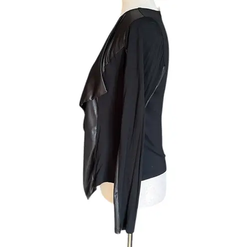 Happening in the present Waterfall Faux Leather Cardigan