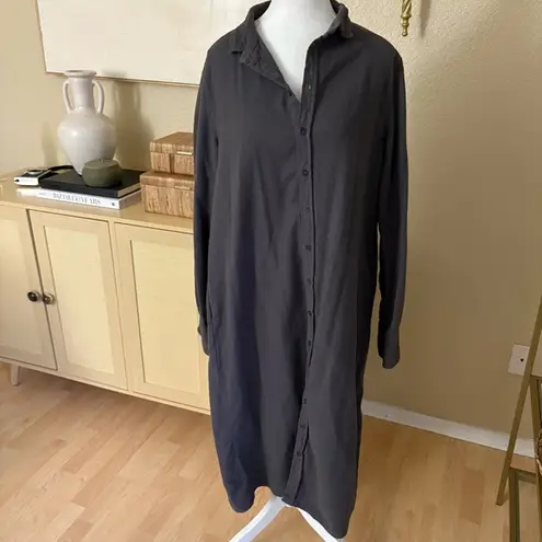 CP Shades Maxi Shirtdress In Midnight Textured Cotton Size Small