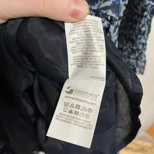 Boden Ruffle Open Back Mini Dress in Blue Quarry Abstract‎ Vine Size 4R