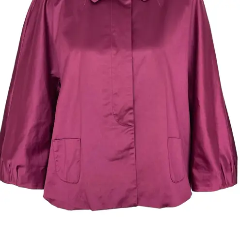 J.Jill  Swing Satin Coat Jacket Women’s Size L Bubble Sleeve Pleated Back