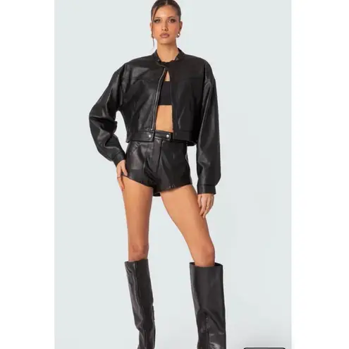 Edikted Ramona High Waist Faux Leather
Shorts EUC