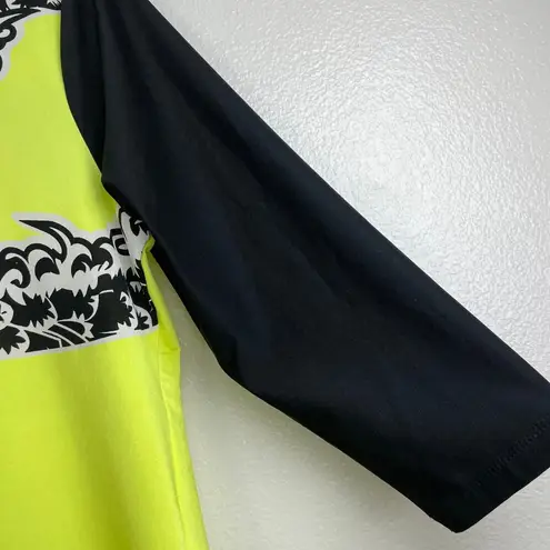 Jamie Sadock Womens Medium 1/4 Zip Top Golf Yellow Dragon Signed Black Stretch