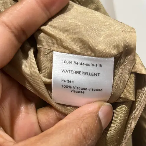 Akris Punto Silk Water Repellent Khaki Trench Coat Sz 8