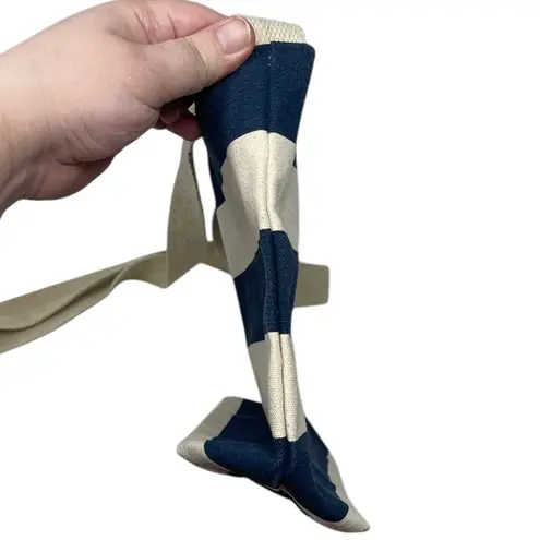 Dansko Cream & Navy Blue Striped Canvas Crossbody Bag Purse Snap Button Nautical