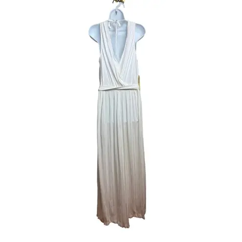 Raquel Allegra Ivory Stripe Satin Jumpsuit NWT Sz. 1 (US M/6) White Size M