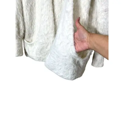 Anthropologie Knitted & Knotted Wool Blend Fuzzy Cardigan Sweater Size M White Size M