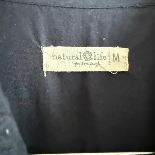 Natural Life  | Drew 100% Cotton Button Down Duster Maxi Shirt Dress Black Medium