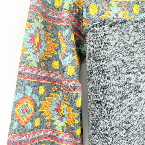 Simply Southern Simple Southern Women Aztec Turtle Seahorse Print Fleece Quarter Snap Pullover M