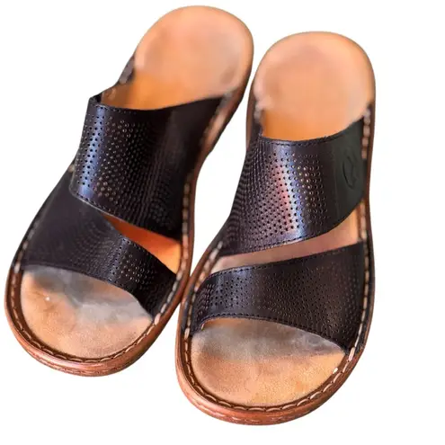 Rieker Leather Slide Sandals Black Comfort Slip