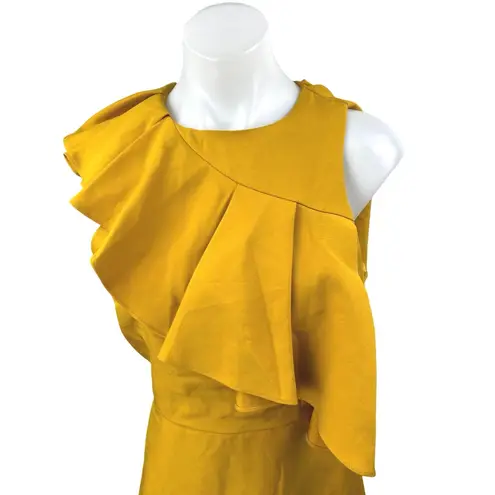 INA Women's Yellow Ruffle Sleeveless Mini Skater A-Line Fit & Flare Dress Size M