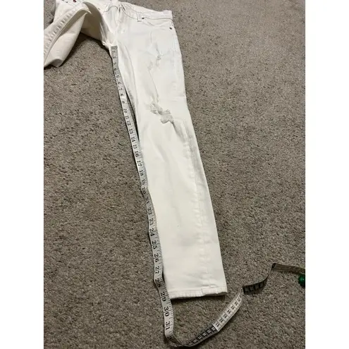 Hudson Midrise Nico Distressed White Super Skinny Jeans Size 26