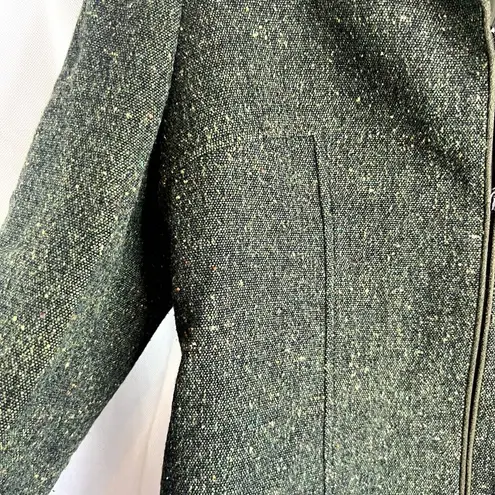 Kasper  & Company Green Tweed Full Zip Wool Blend Blazer Jacket Size 12