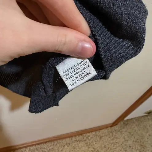 St. John  Collection Gray Tie Neck Knit Sweater Dress Long Sleeve